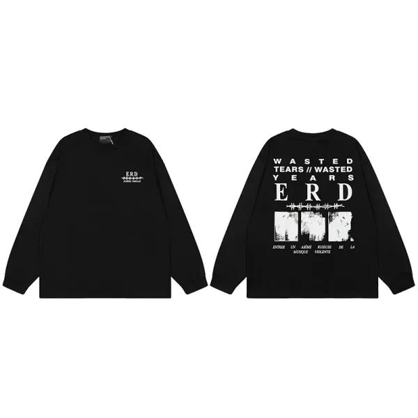 Design ERD Wasted Tears Long Sleeve T-Shirt Black T-Shirts - 1