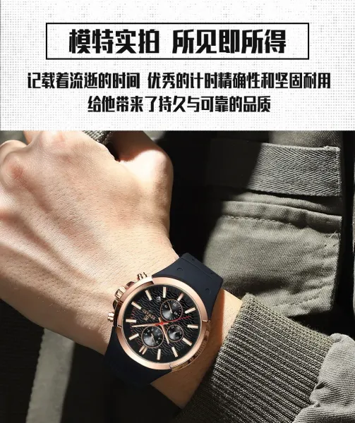 Design Reward VIP Chronograph Black and Rose Gold Watch Watches - 14