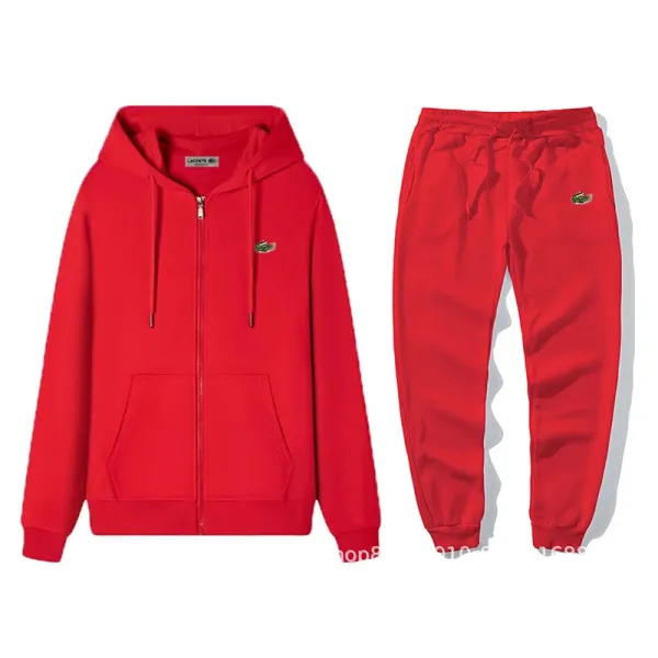 Lacoste Full-Zip Hoodie and Jogger Set Red Tracksuit - 1