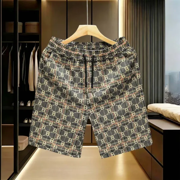 Balenciaga Logo-Print Checkered Shorts Multicolor - 1