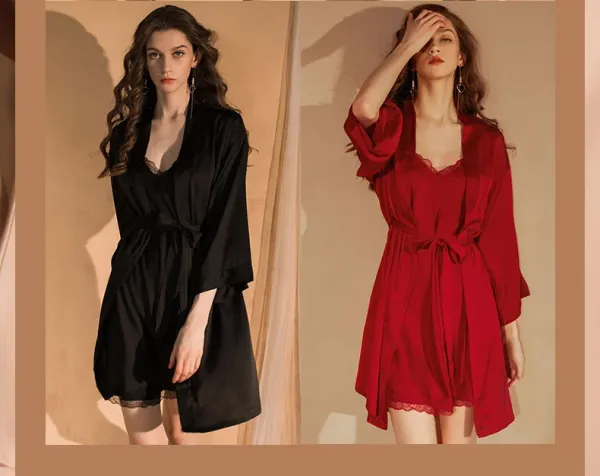 Design 2287D Lace Trim Satin Slip Dress with Removable Pad Sleepwear - 5