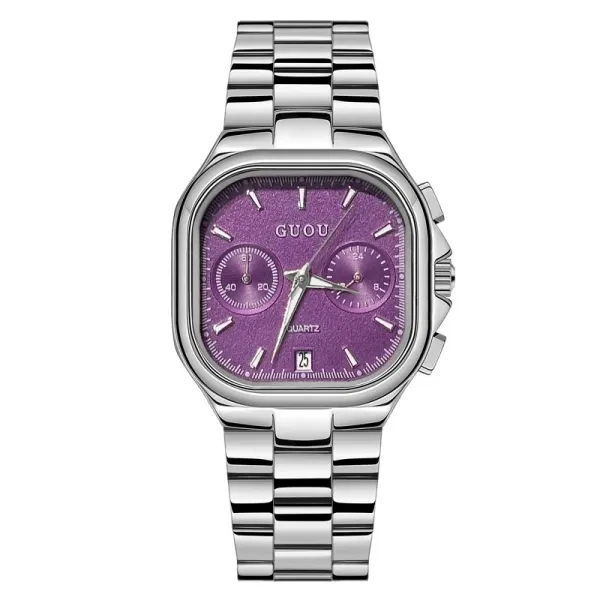 Design GUOU Chronograph Purple Dial Quartz Watch Watches - 1