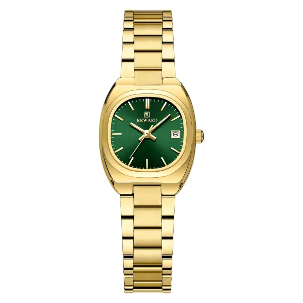 Design Reward Oval Green Dial Gold Watch Watches - 1