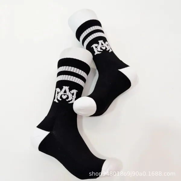 Amiri Logo Stripe Socks White / Black - 12
