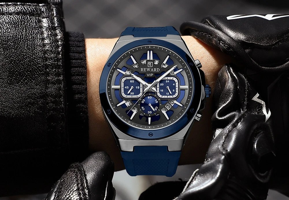 Design Reward VIP Chronograph Black Silicone Strap Watch Watches - 20
