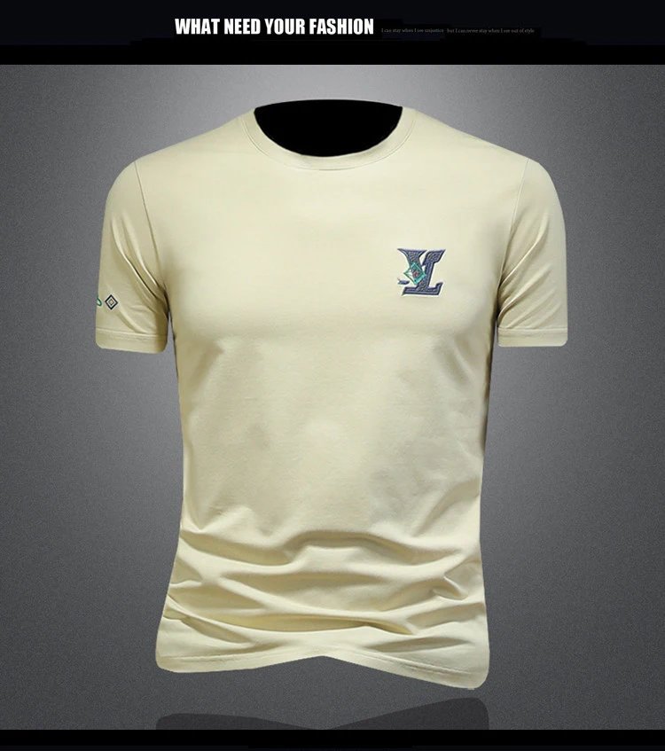 Design Embroidered Logo Beige T-Shirt - 12