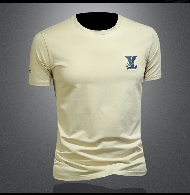 Design Embroidered Logo Beige T-Shirt - 14