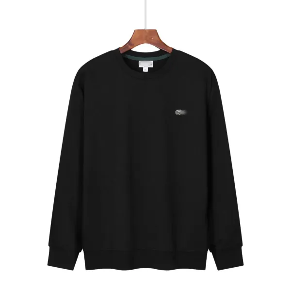 Lacoste Classic Crocodile Logo Black Crewneck Sweatshirt Hoodie - 1