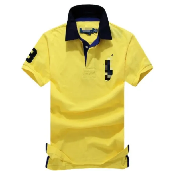 Design Polo Shirt Yellow with Navy Collar and Sleeve Number Tops.polo - 1