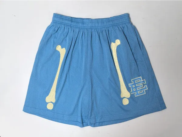 Design Bone Print Mesh Shorts Blue - 1