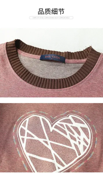 Design Paris Heart Embroidered Crewneck T-Shirt Mauve - 8