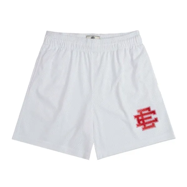 Design Mesh Shorts White with Red Logo - 1