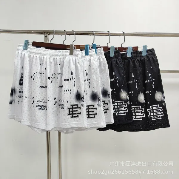 Design Camo Mesh Shorts Gray White Black - 7