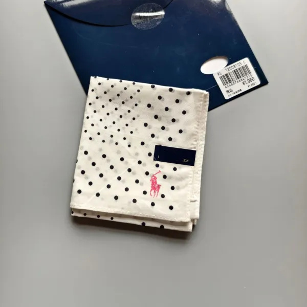Polo Ralph Lauren Polka Dot Pocket Square White with Black Dots Scarves - 1