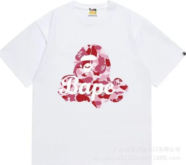 A Bathing Ape Camo Ape Head Pink White T-Shirt - 1