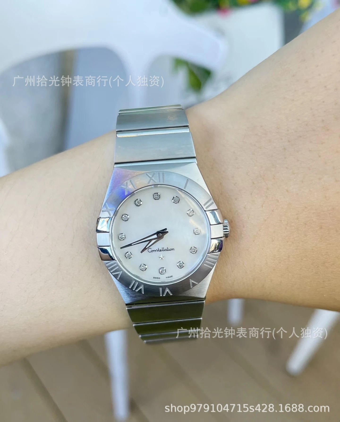 Omega Constellation Co-Axial Chronometer Silver Dial Diamond Bezel Mechanical Watch Watches - 7
