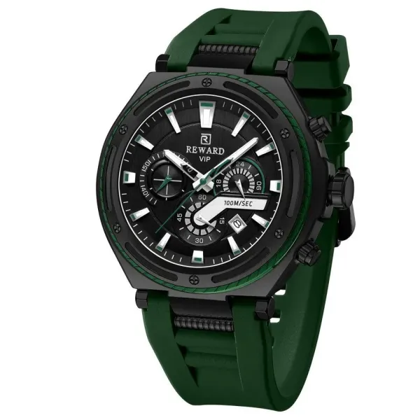 Design Reward VIP Chronograph Green Silicone Watch Watches - 1
