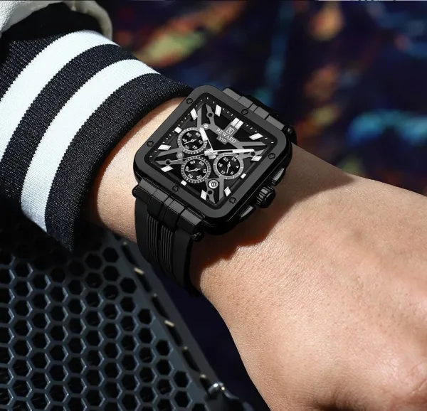 Design Reward VIP Chronograph Blue Silicone Strap Watch Watches - 18