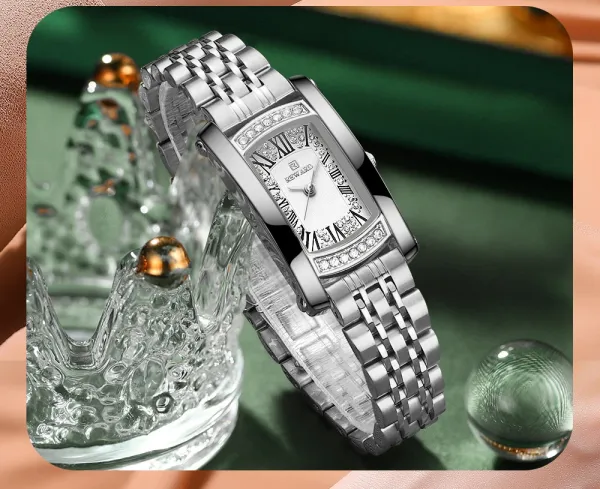 Design Reward Rectangular Crystal-Embellished Gold Tone Watch Watches - 19