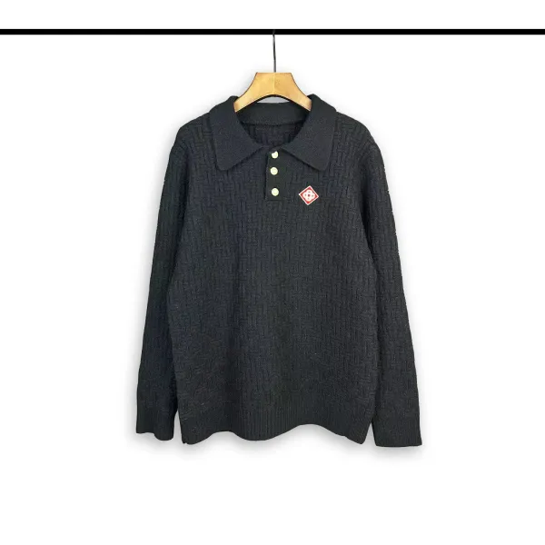 Casablanca Embroidered V-Neck Cardigan Black with Mint Trim - 15