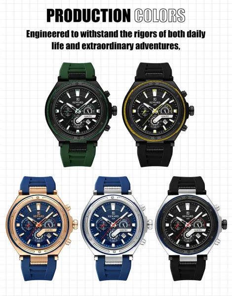 Design Reward VIP Chronograph Black with Yellow Accents Watch Watches - 6