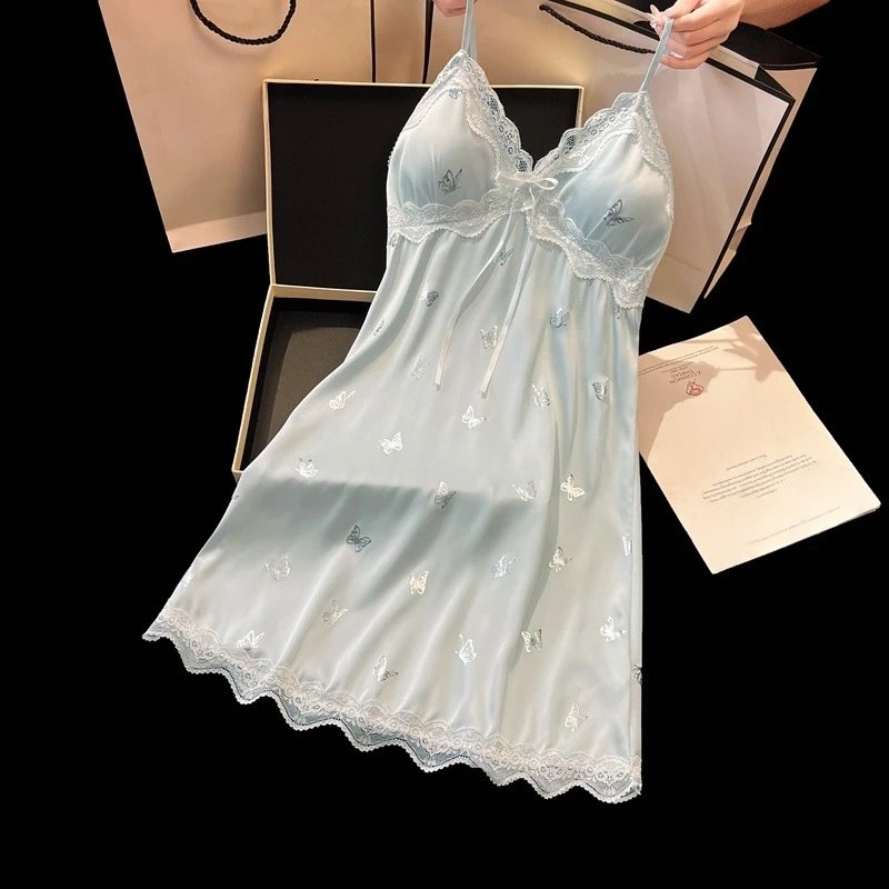 Design Butterfly Lace Chemise in Mint Green Sleepwear - 11