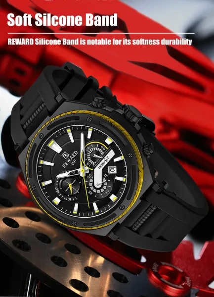 Design Reward VIP Chronograph Black with Yellow Accents Watch Watches - 10