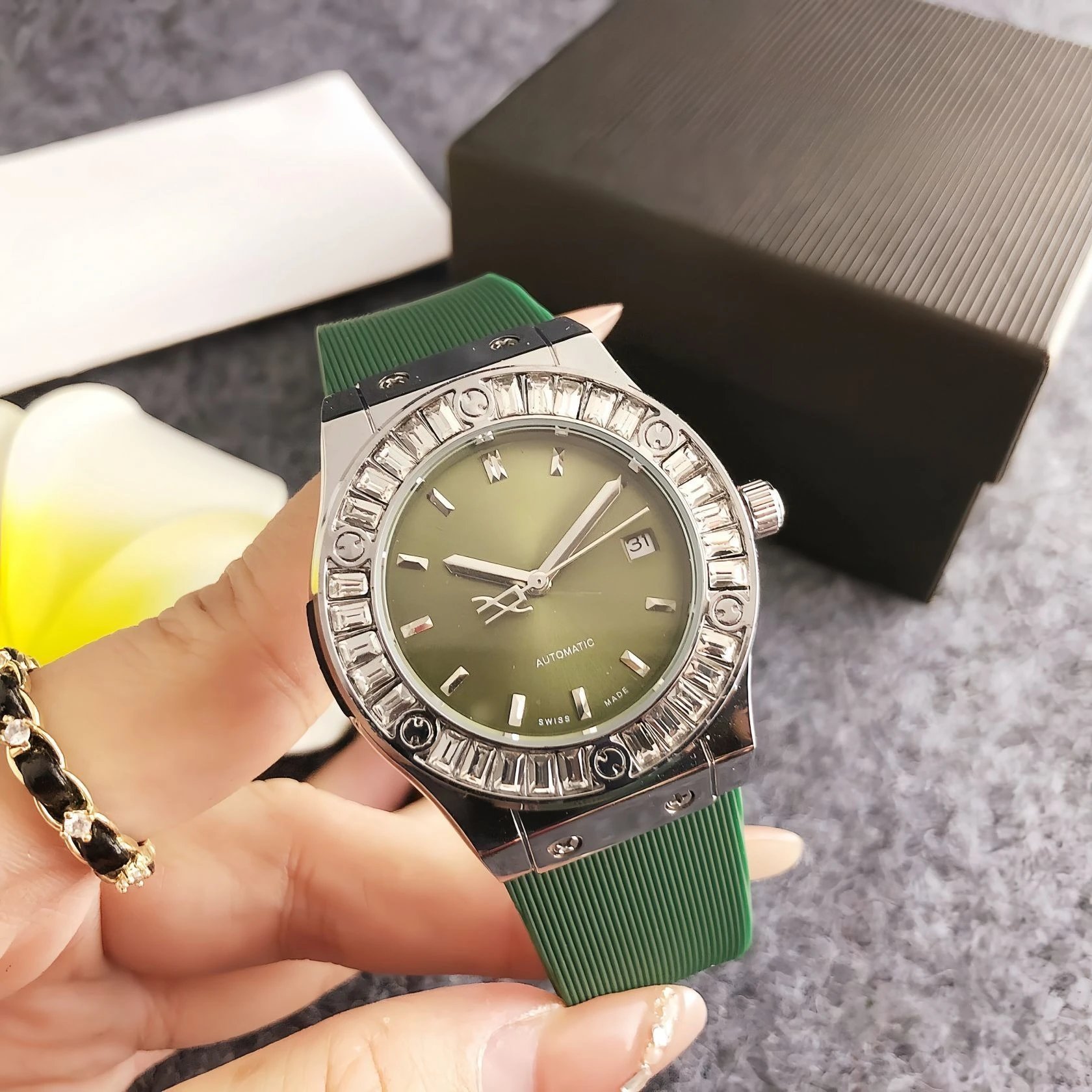 Hublot Classic Fusion Automatic Silver Dial with Baguette-Cut Crystal Bezel Watch Watches - 9