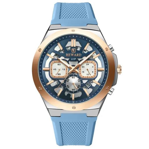 Design Reward VIP Chronograph Blue and Rose Gold Watch Watches - 1