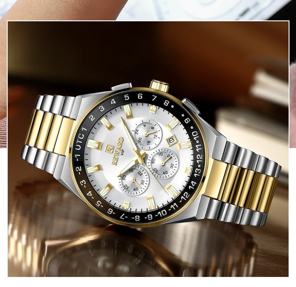 Design Reward VIP Chronograph Gold Blue Watch Watches - 7