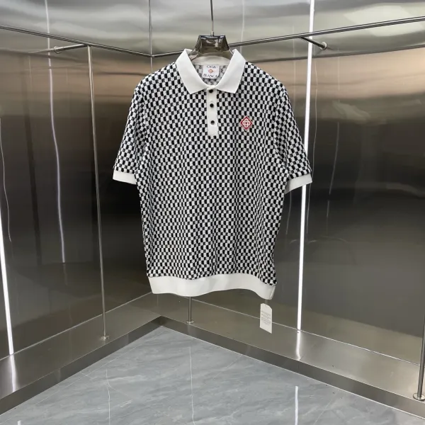 Casablanca Casa Blanca Checkerboard Polo Olive Green Tops.polo - 13