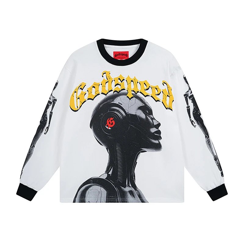 Godspeed Out Of Many One Long Sleeve Graphic Tee Beige T-Shirts - 26