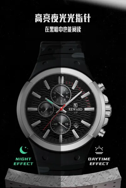 Design Reward VIP Chronograph Black and Rose Gold Watch Watches - 12