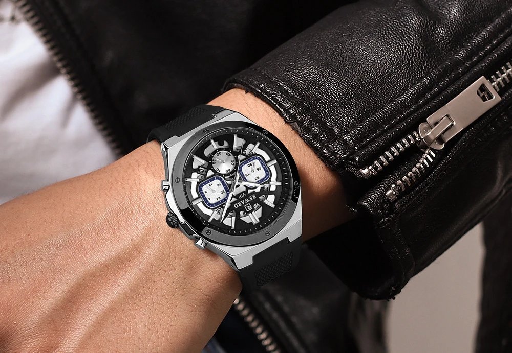 Design Reward VIP Chronograph Black Silicone Strap Watch Watches - 22