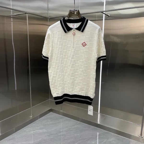 Casablanca Casa Blanca Checkerboard Polo Olive Green Tops.polo - 15