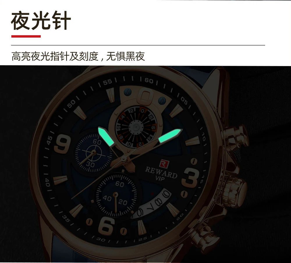 Design Reward VIP Chronograph Stainless Steel Black Dial Watch Watches - 12