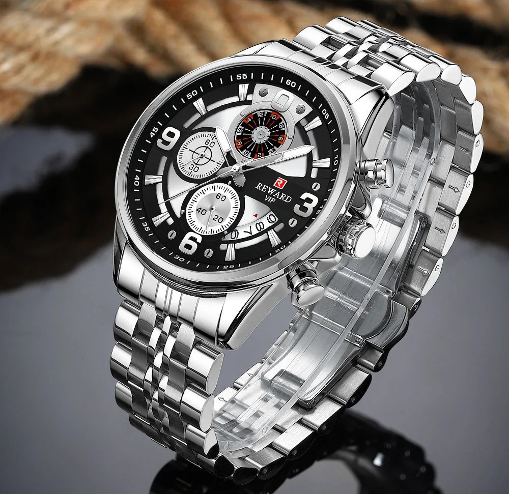 Design Reward VIP Chronograph Stainless Steel Black Dial Watch Watches - 23