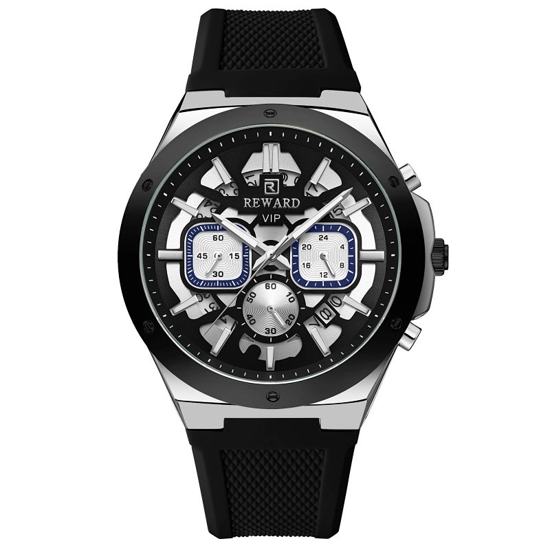 Reward VIP Chronograph Black Silicone Strap Watch Watches