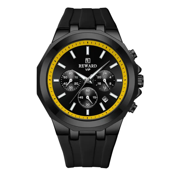 Design Reward VIP Chronograph Black and Yellow Watch Watches - 1
