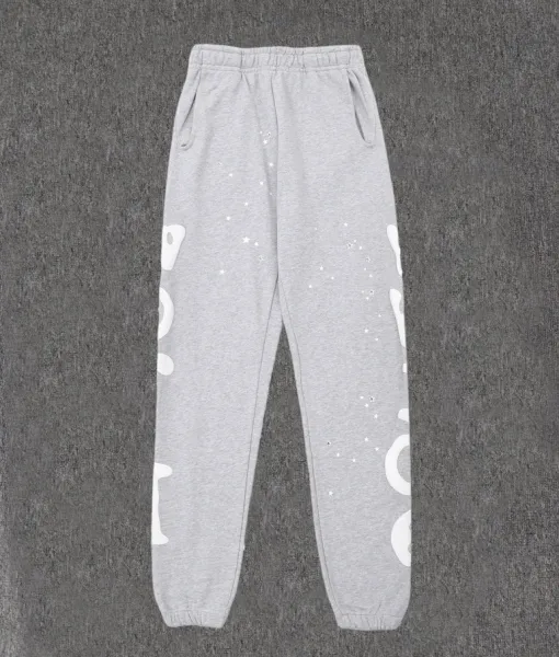 Design Sweatpants Gray with White Graphic Print and Star Embellishments - 1