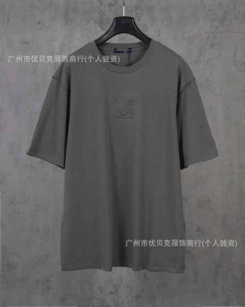 Design Embossed Logo Oversized T-Shirt Gray - 1
