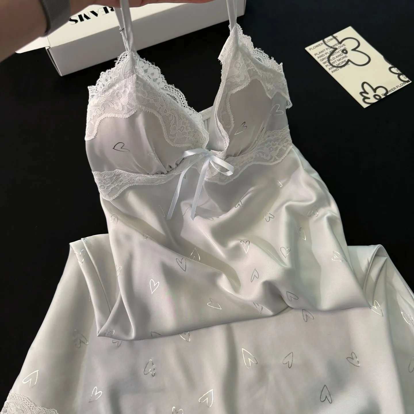Design Virginia's Dreams Butterfly Lace Trim Satin Slip Dress Sleepwear - 24