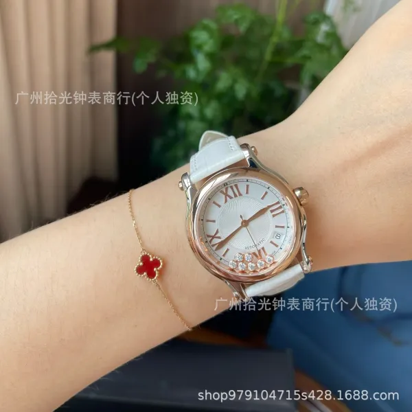 Design Chopard Happy Sport Automatic Red Leather Watch Watches - 10