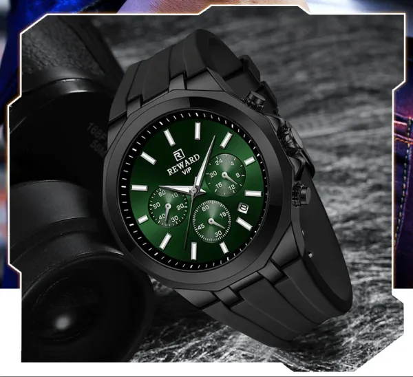 Design Reward VIP Chronograph Blue Silicone Strap Watch Watches - 21