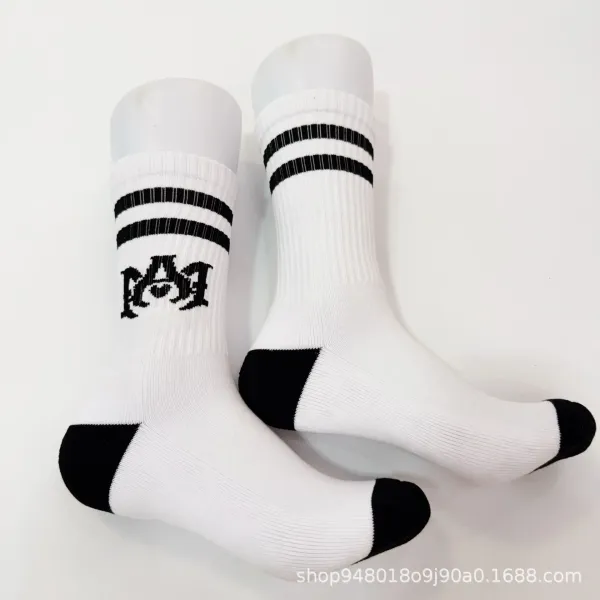 Amiri Logo Stripe Socks White / Black - 8