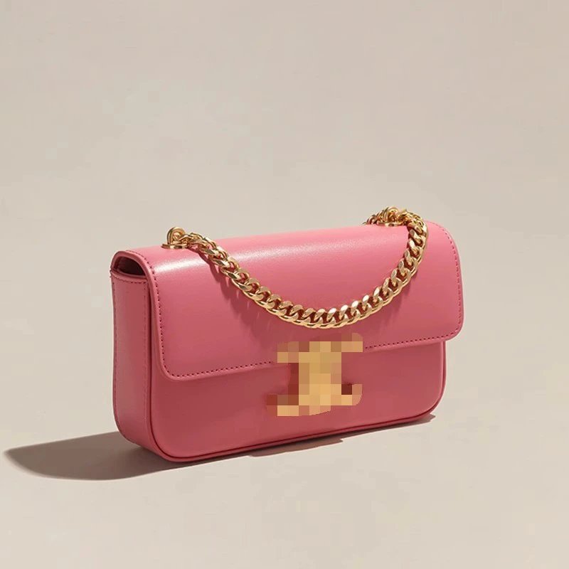 Celine Triomphe Mini Chain Bag Pink Leather Shoulder Bag