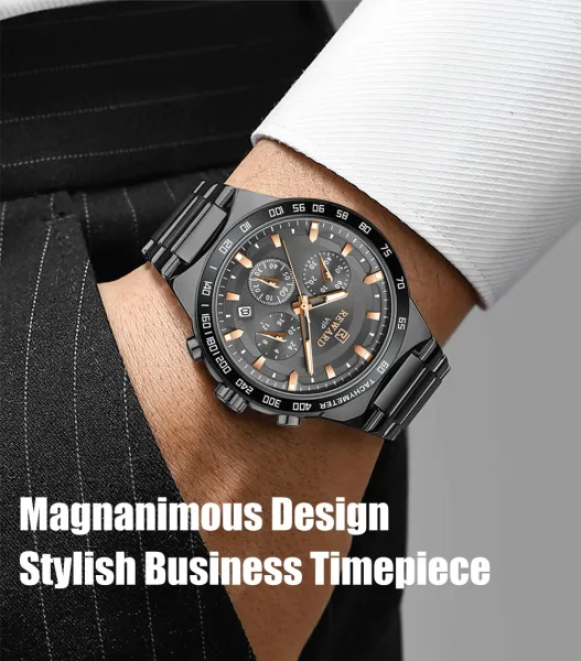 Design Reward VIP Chronograph Silver Dial Blue Bezel Stainless Steel Watch Watches - 4