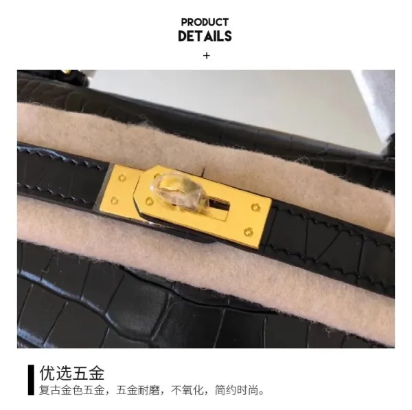 Hermès Mini Kelly II Black Crocodile Leather with Gold Hardware Handbag - 10