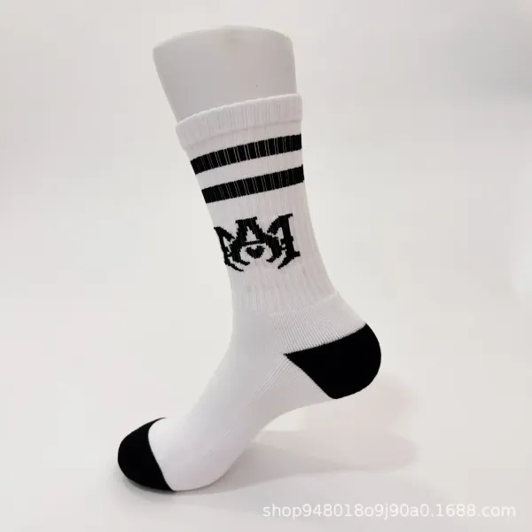 Amiri Logo Stripe Socks White / Black - 11