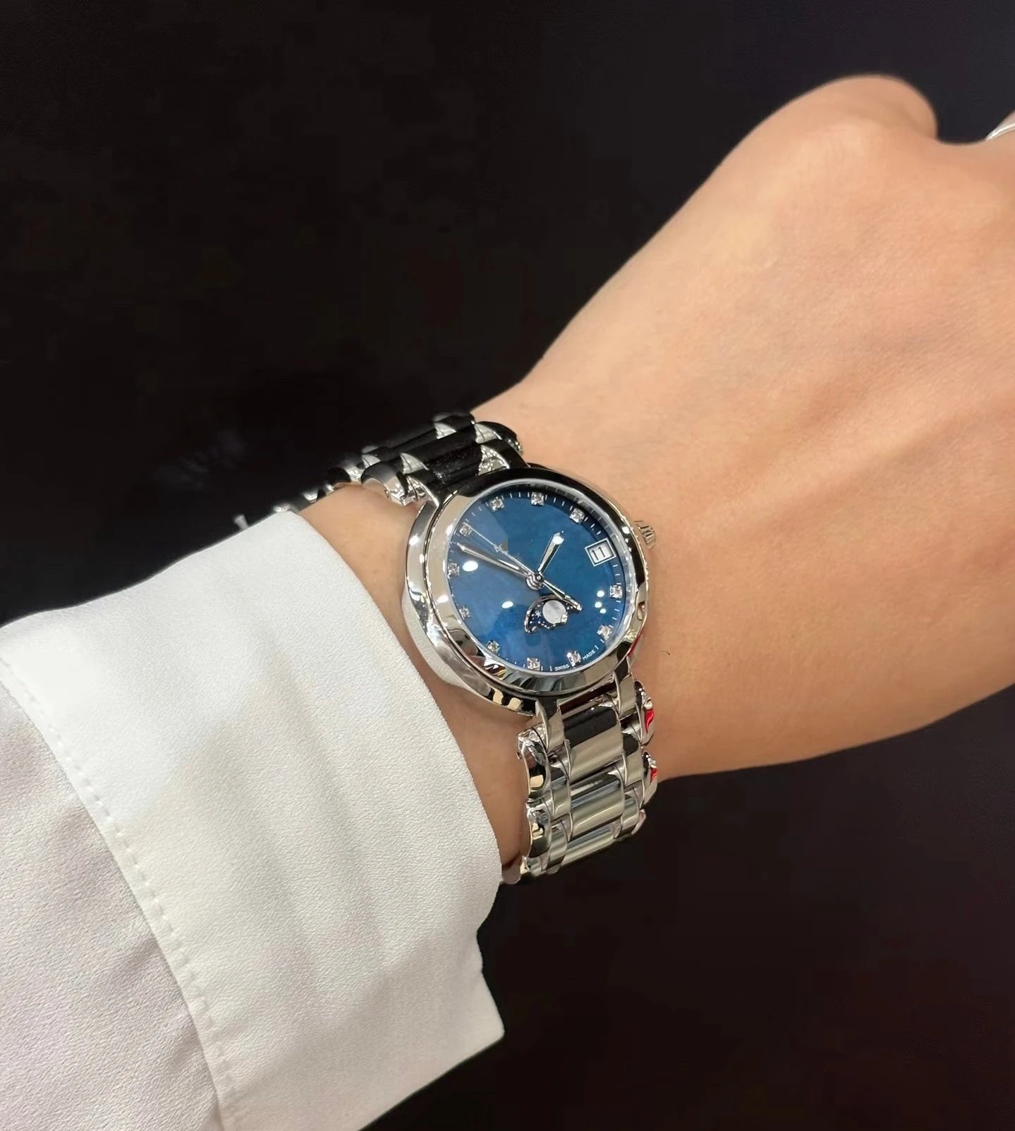 Design Moonphase Mother-of-Pearl Dial Quartz Watch Silver Watches - 4